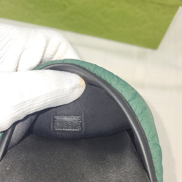 GUCCI PUFFER NYLON WEB SLIDES SANDALS - GREEN/RED -WOMEN’S SZ 38 US 8 - Picture 4 of 10